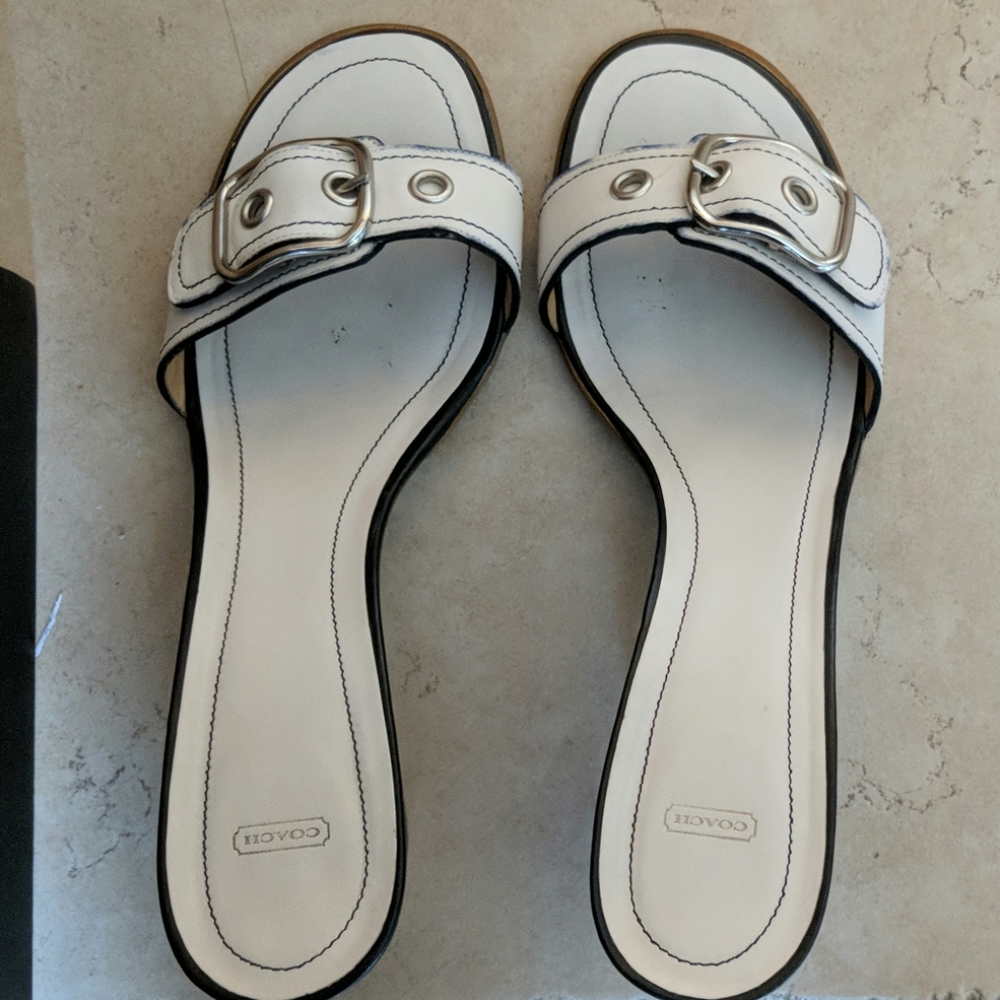 Coach White Leather Sandals